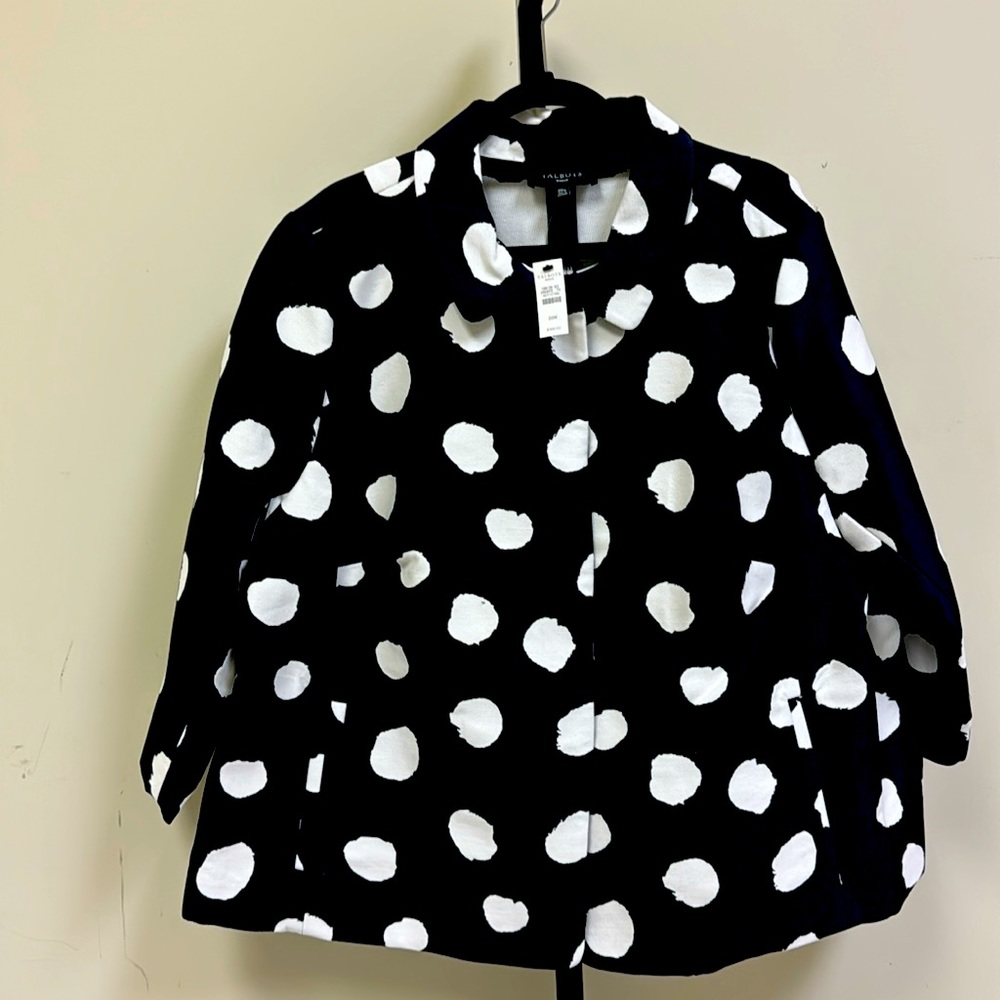 Talbots Black Blazer with White Polka Dots